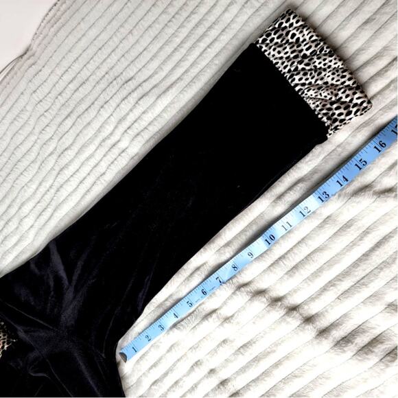 Vintage Cinema Etoile Black Velour Leopard Trim Robe Long Zip Front‎ L - Picture 6 of 9
